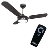 Ventilador De Teto Ventex Valen Led Con Control Remoto Preto Com 3 Pás De Madeira, 1.1 m De Diâmetro 60 Hz 127 v